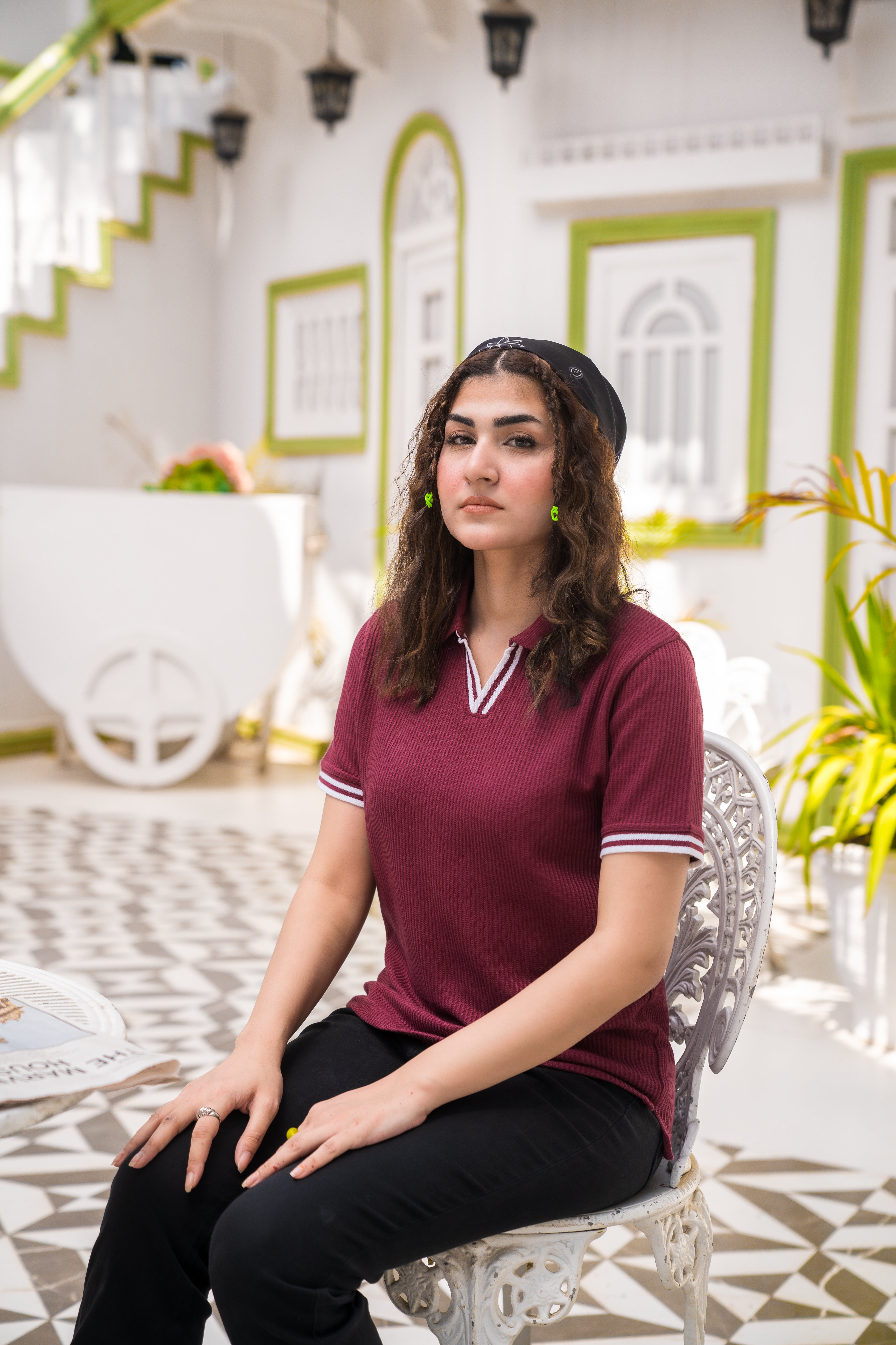 Wine French Knit Polo Shirt