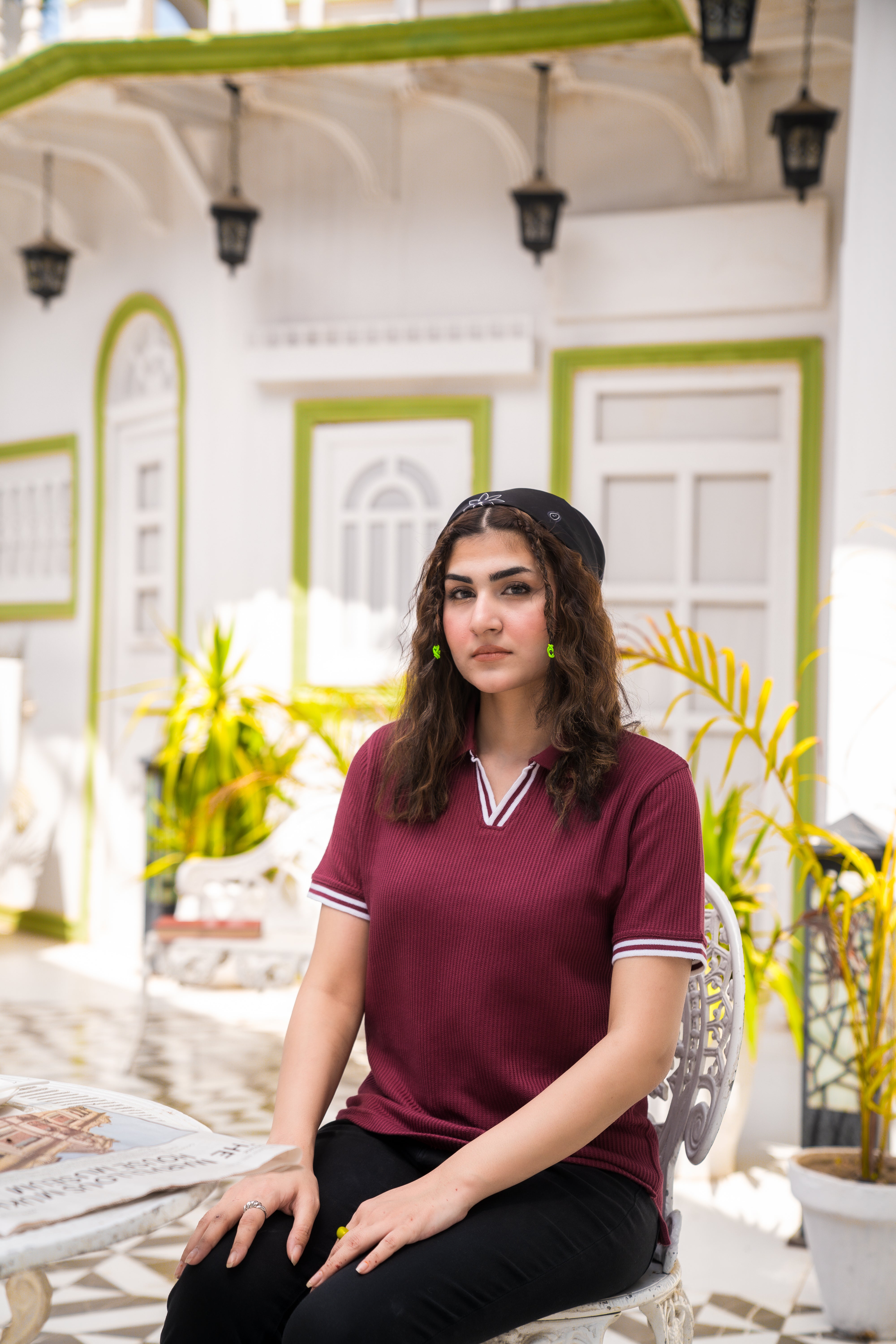 Wine French Knit Polo Shirt