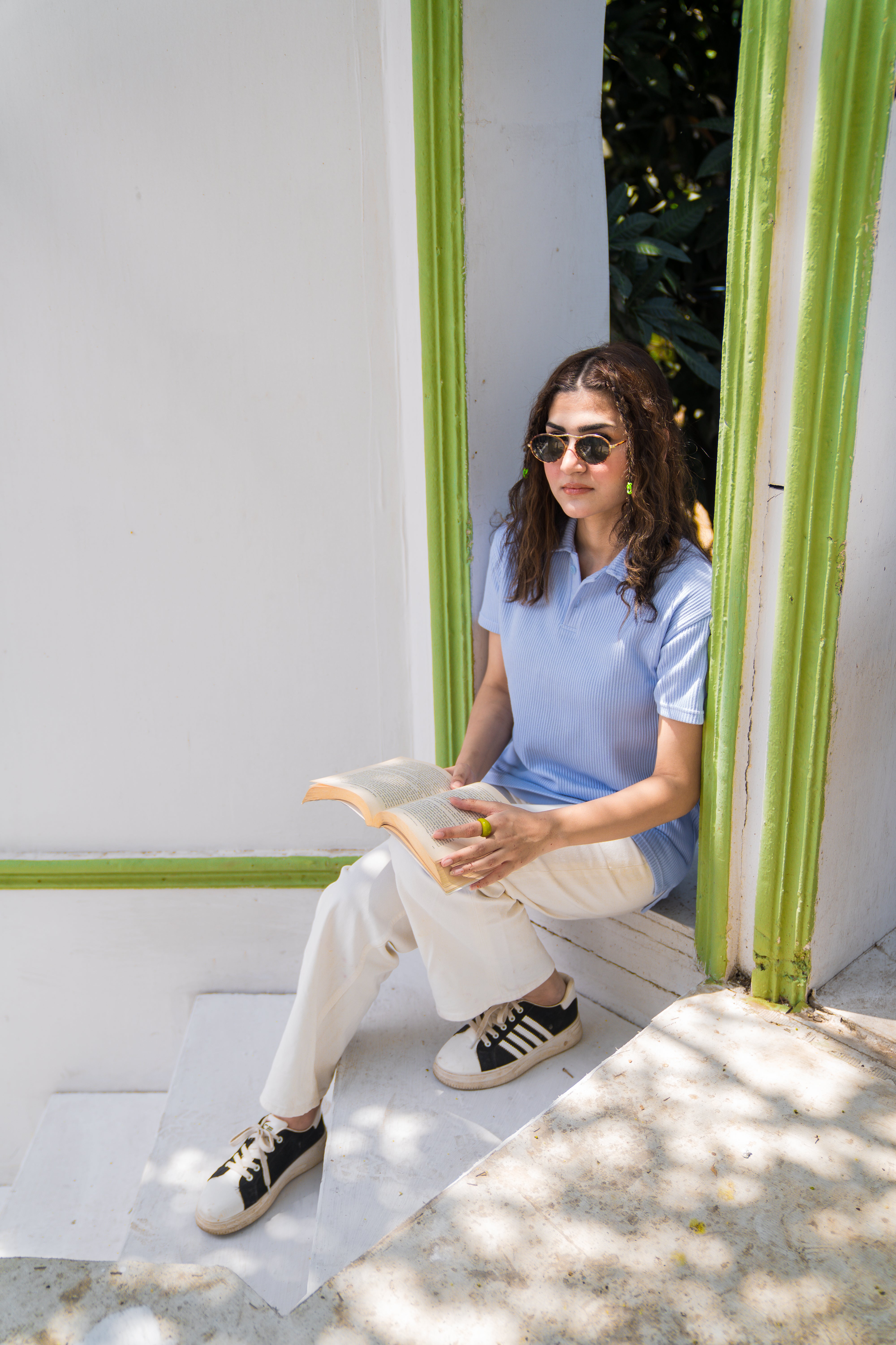Sky Blue French Knit Polo Shirt