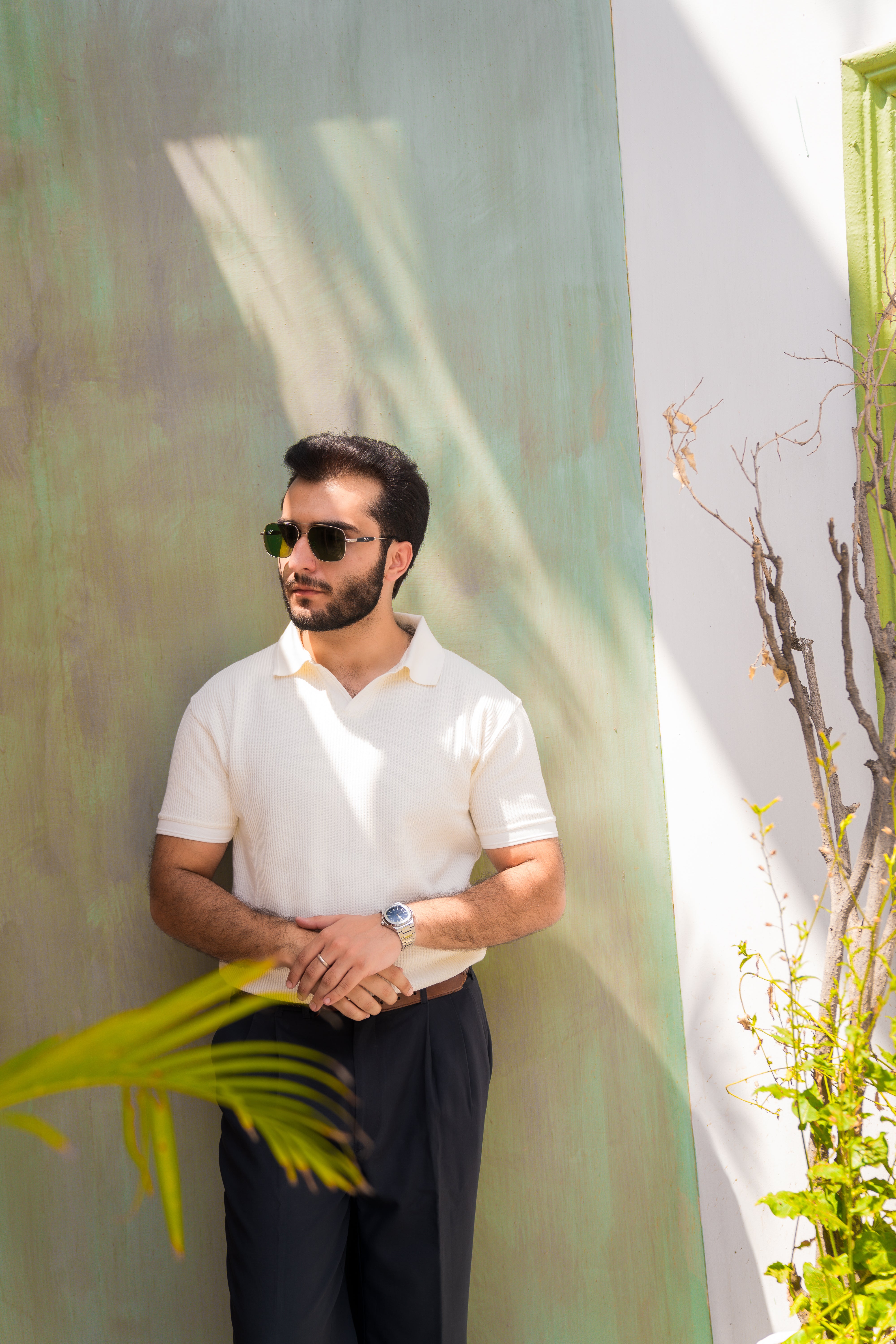 Cream French Knit Polo Shirt (Men)
