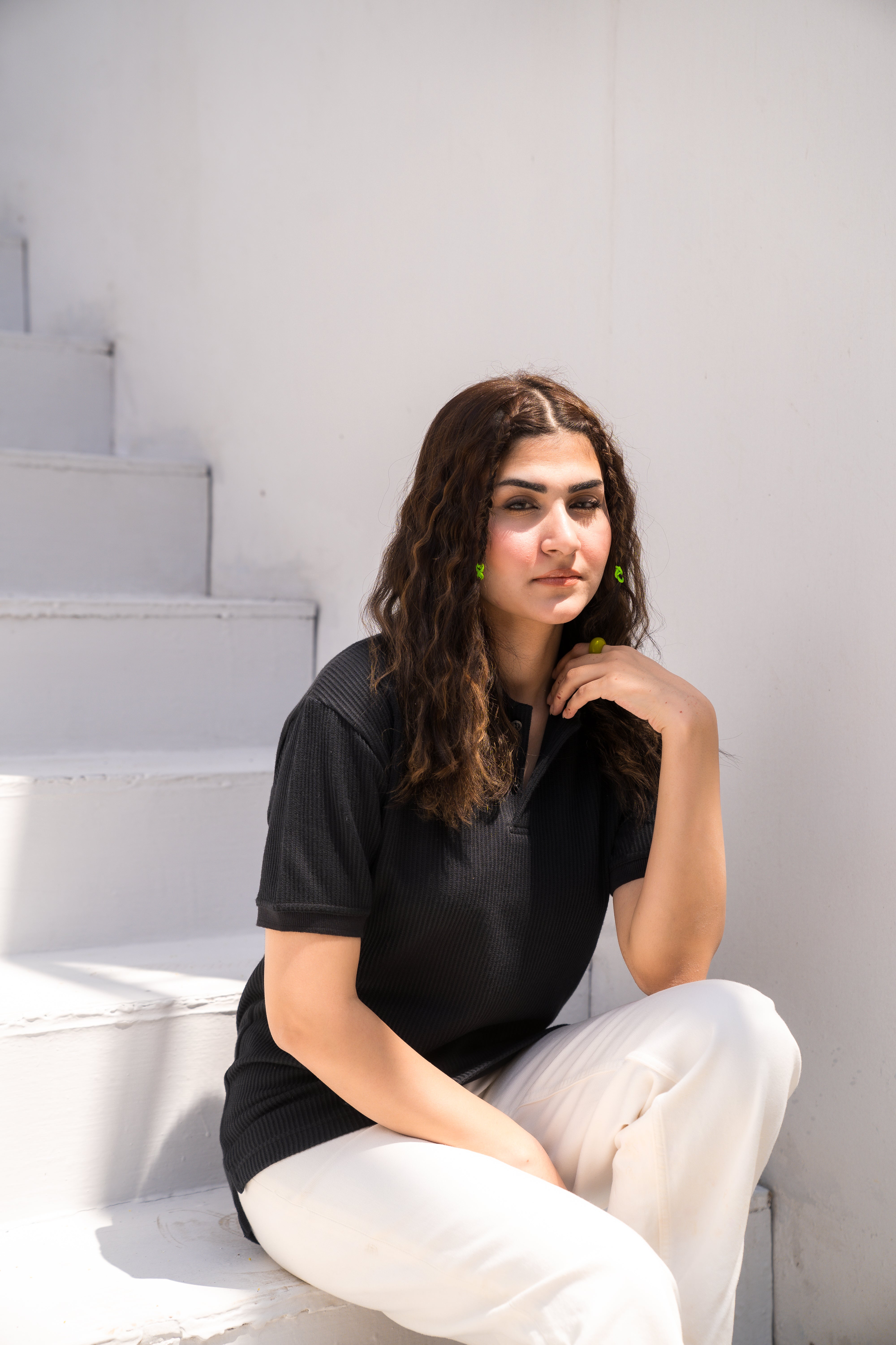 Black French Knit Polo Shirt
