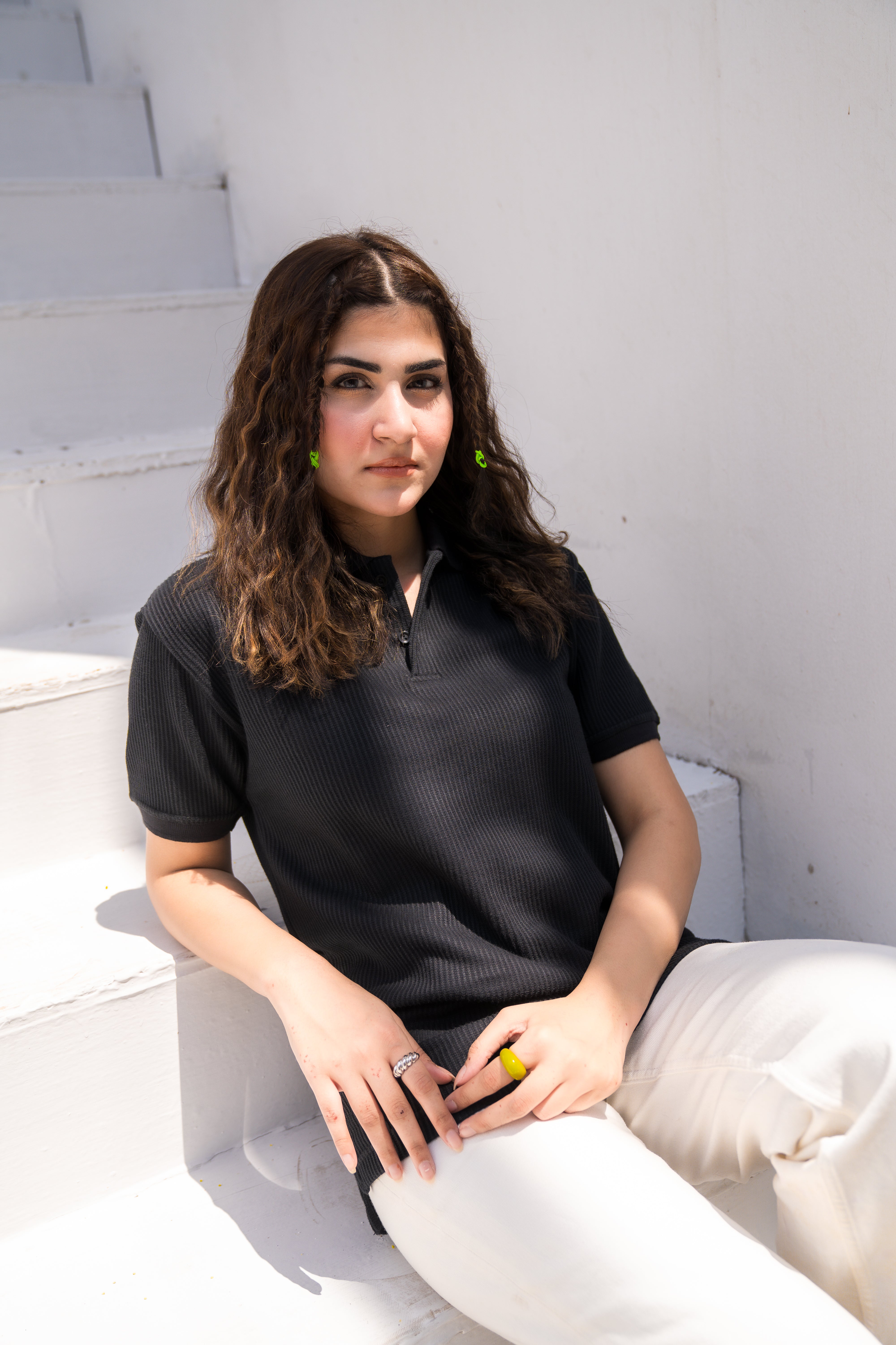 Black French Knit Polo Shirt