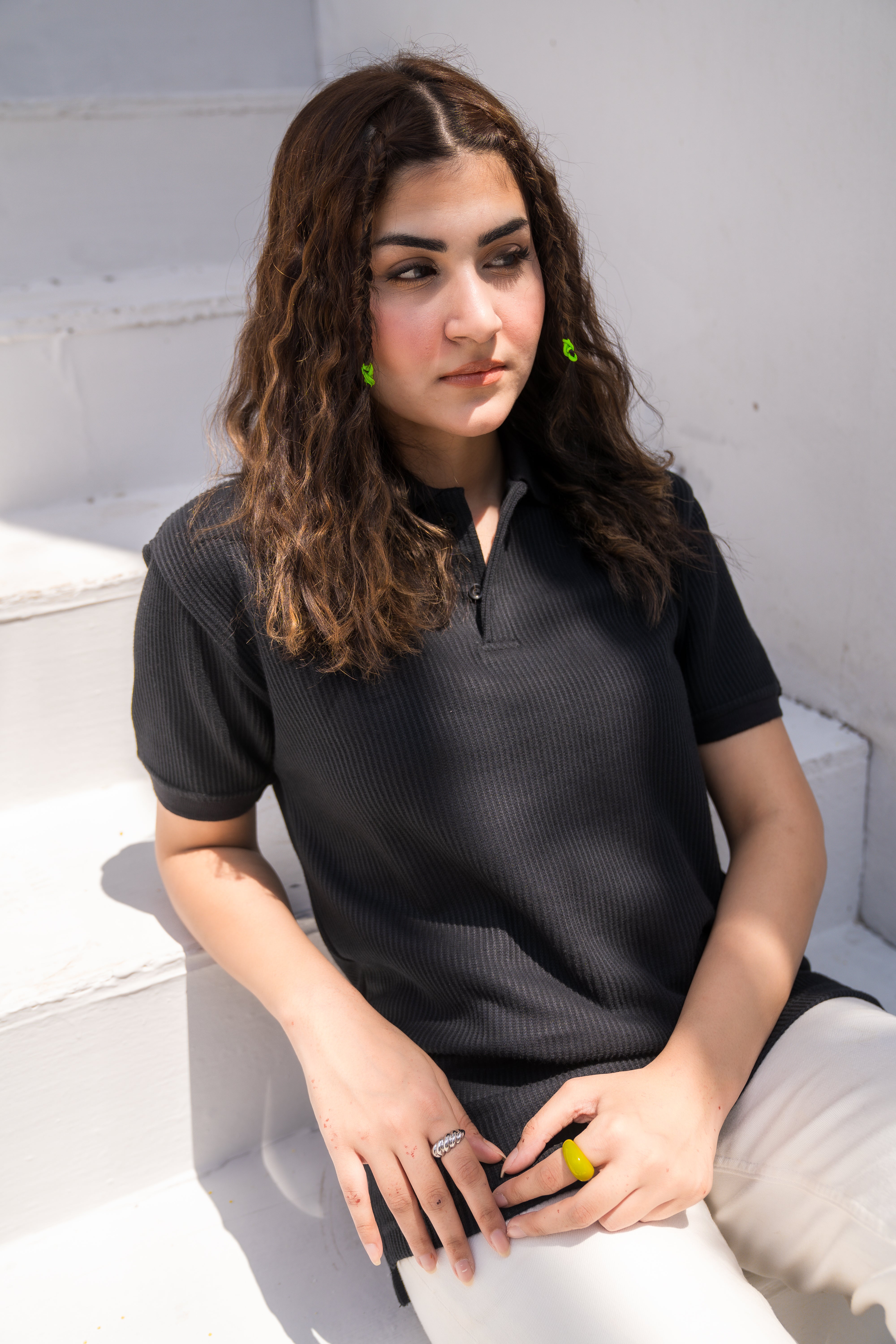 Black French Knit Polo Shirt
