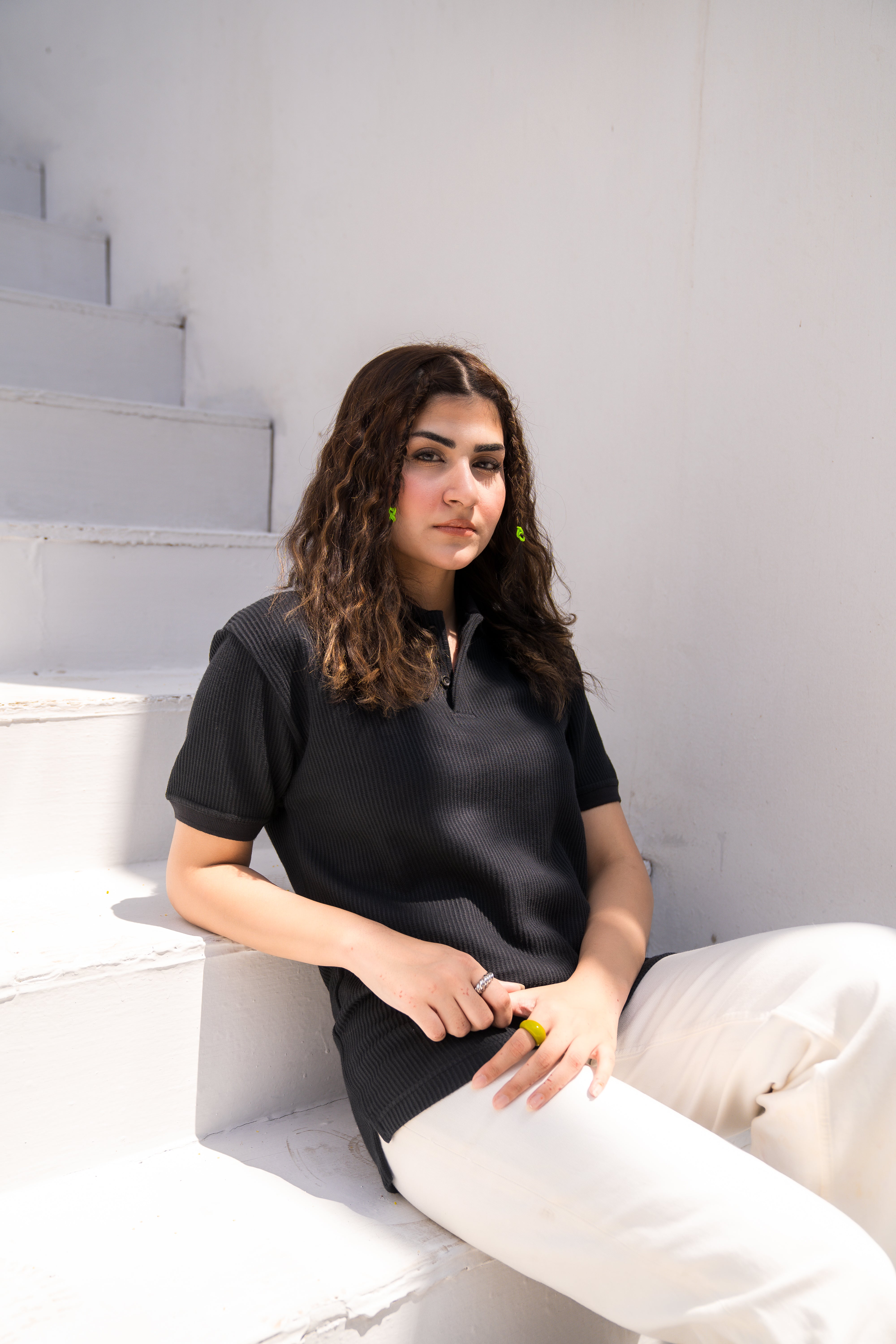 Black French Knit Polo Shirt