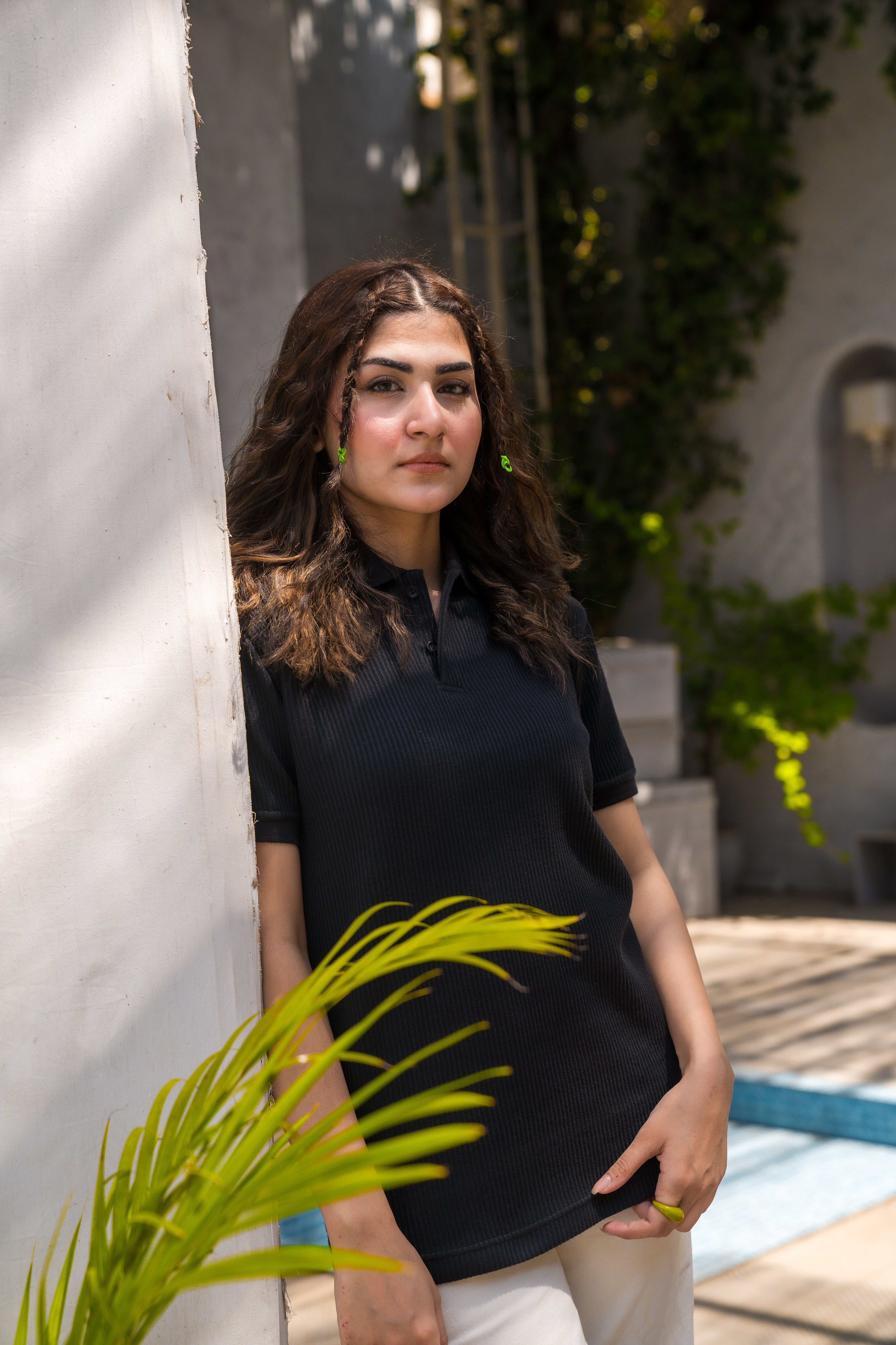 Black French Knit Polo Shirt