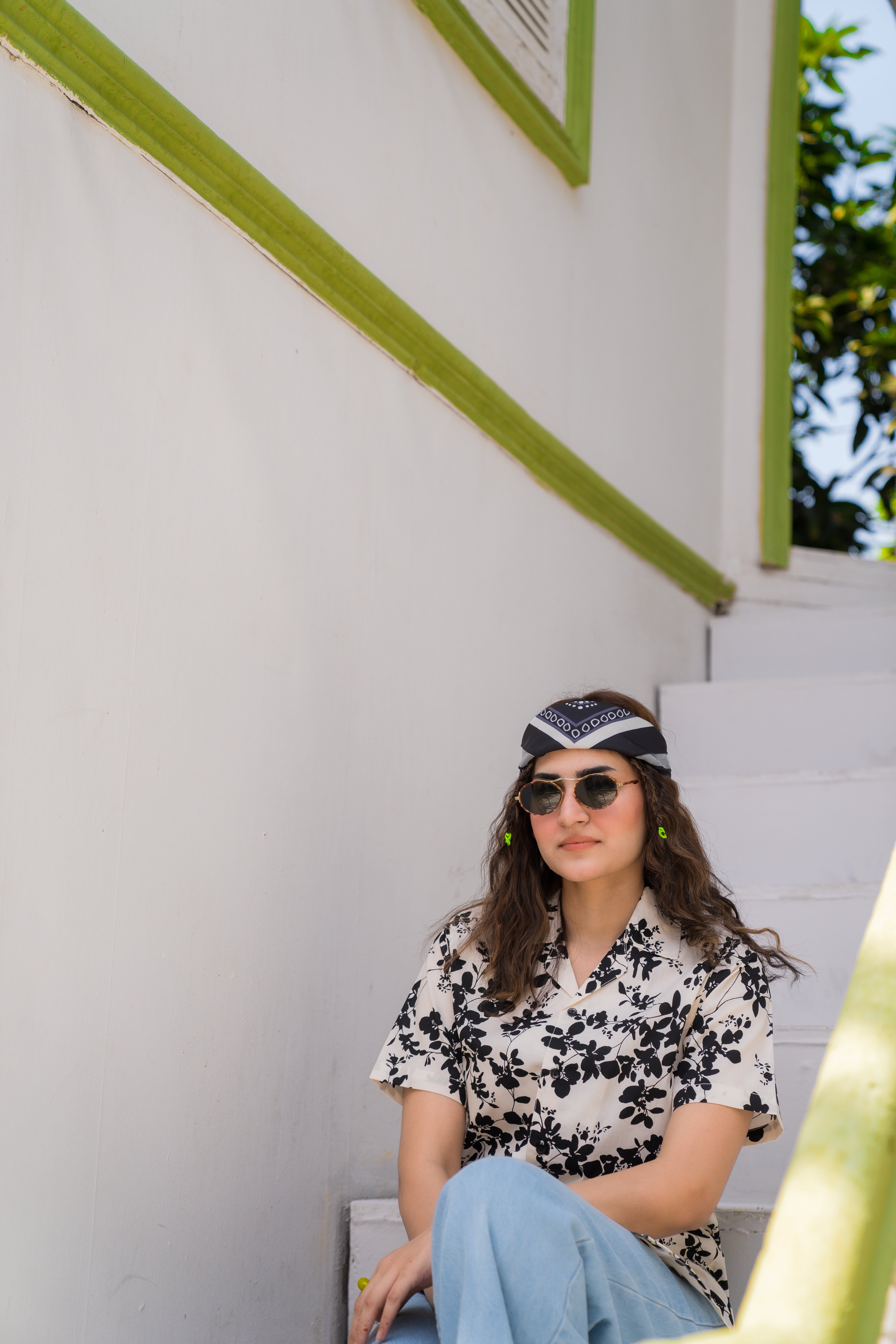 White Printed Cuban Collar Shirt