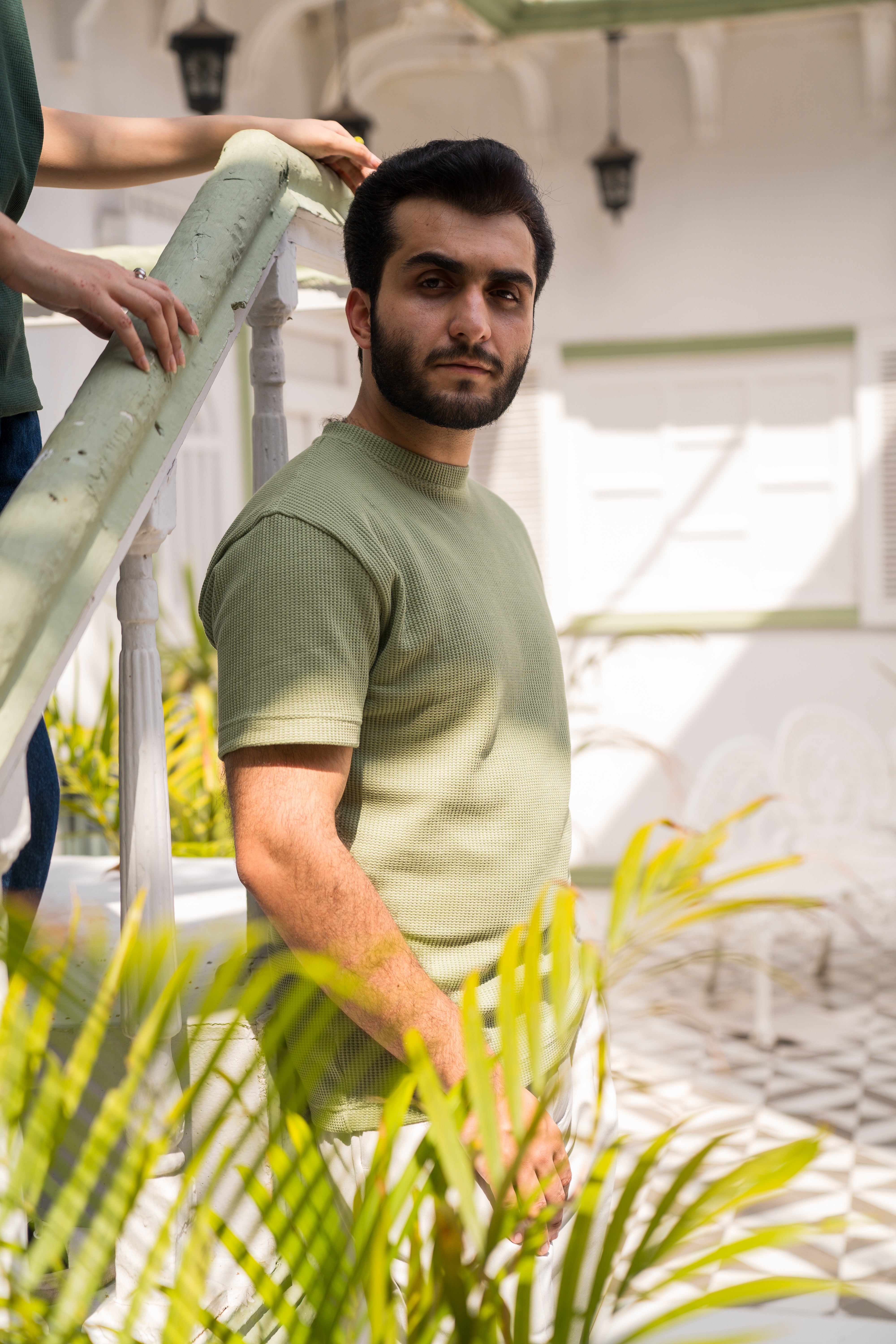Sage Green Waffle Knit T-Shirt (Men)
