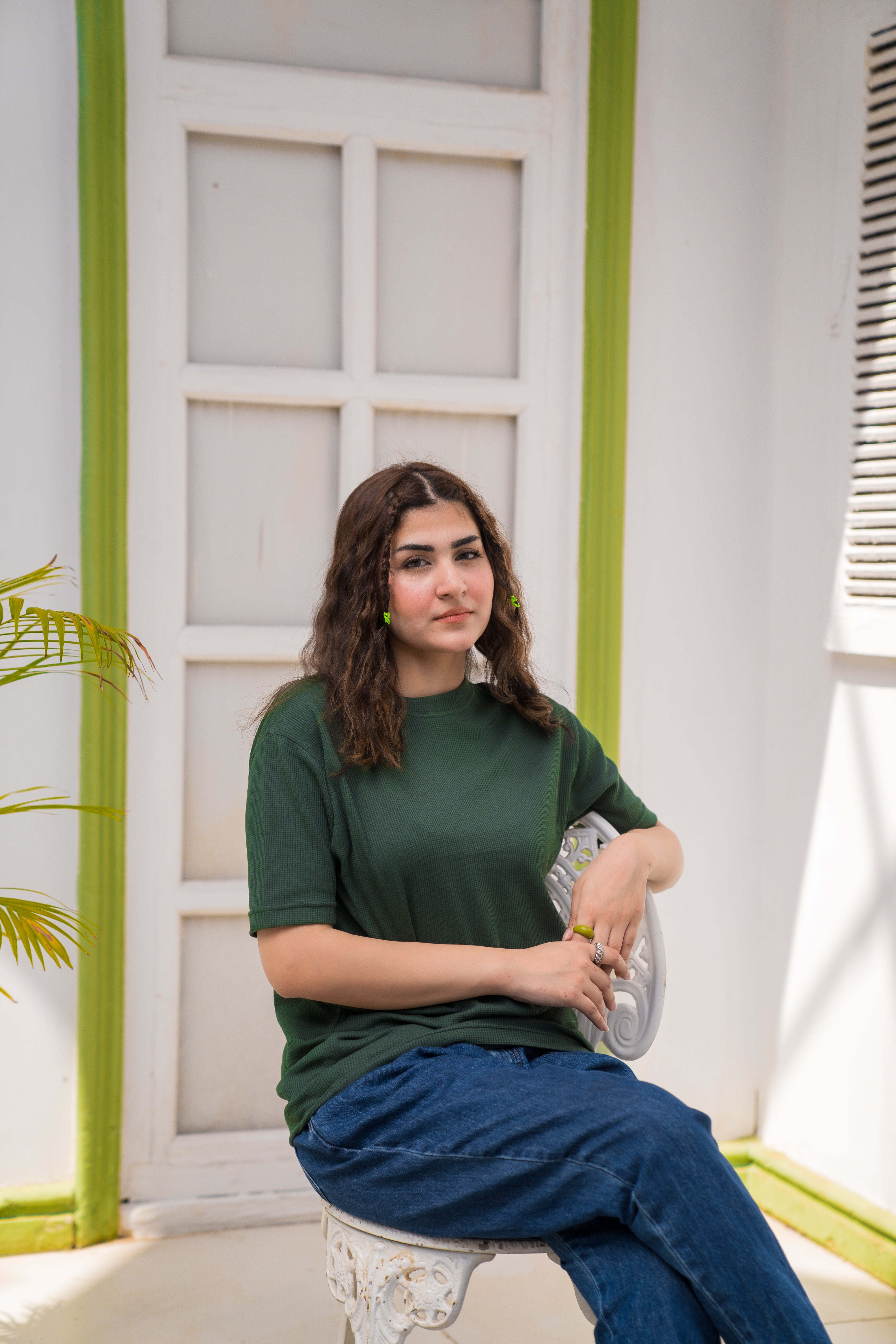 Dark Green Waffle Knit T-Shirt
