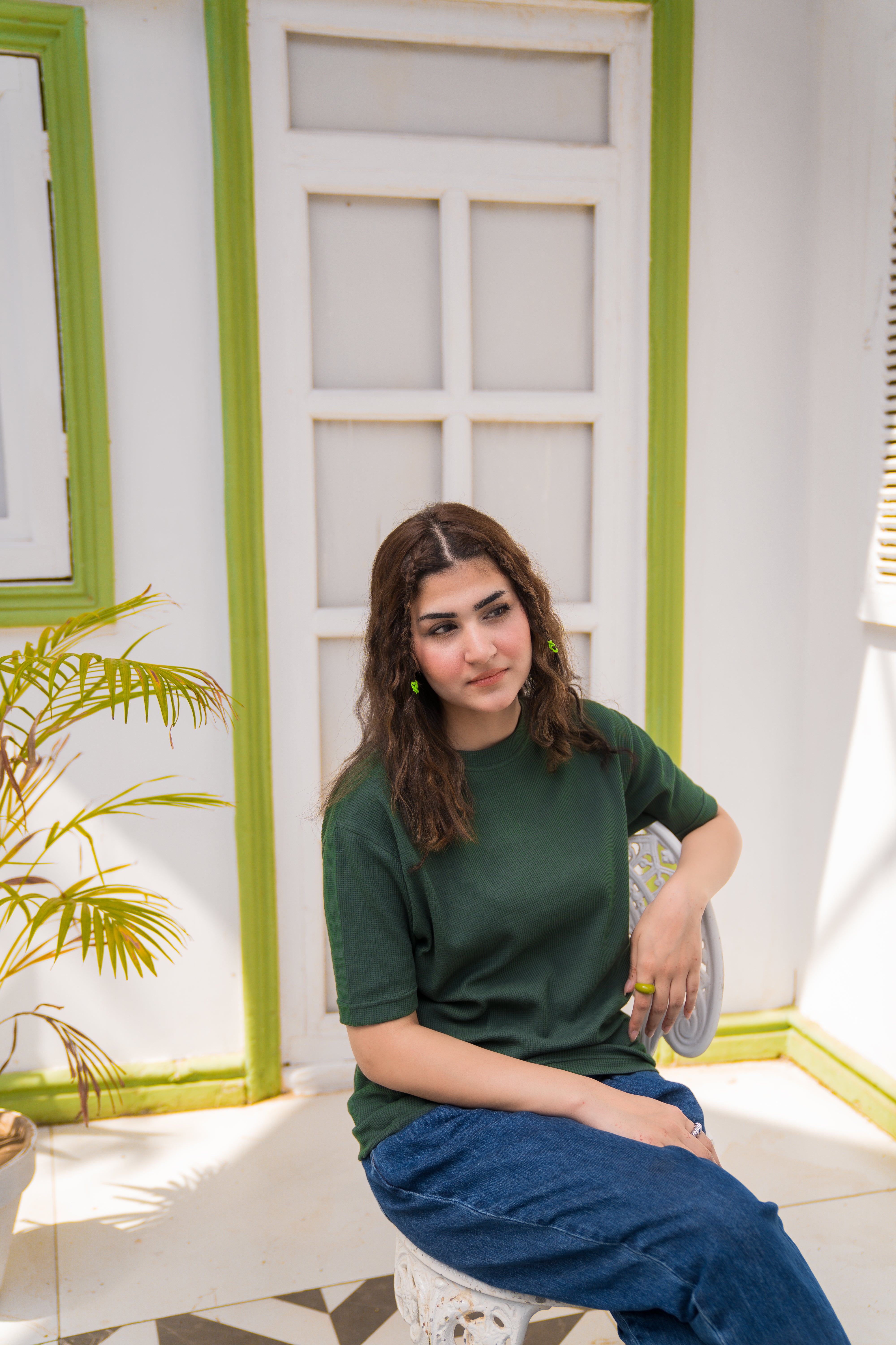 Dark Green Waffle Knit T-Shirt